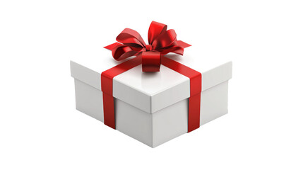 Obraz premium Gift box with red ribbon on transparent background, png 