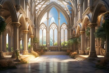 Fototapeta premium Grand hall with arches and pillars best design