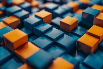 Blue and orange cubes background