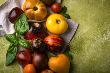Assortment of different color tomatoes
