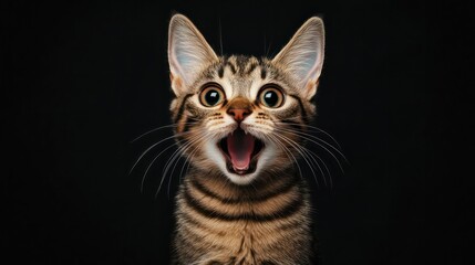 Obraz premium Funny cat looking shocked with mouth open