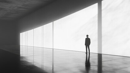 Fototapeta premium Minimalist flyer for a photography exhibition, with simple lines, monochrome tones, and striking imagery