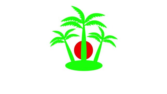 Glowing neon tree icon. the sun is rising