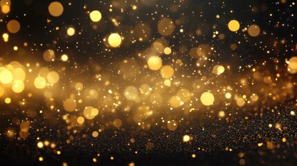 golden christmas particles and sprinkles for a holiday celebration like christmas or new year. shiny golden lights. wallpaper background for ads or gifts wrap and web design