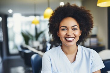 Obraz premium Portrait of a smiling female African American medical nurse