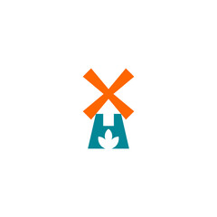Fototapeta premium holland symbol windmill, tulip, water, holland logo vector icon
