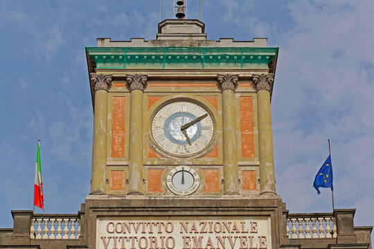 Clock Dial With Bells at Convitto Nazionale in Naples Italy