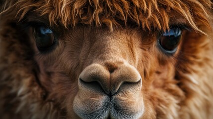 Close-up Portrait of a Llama's Face