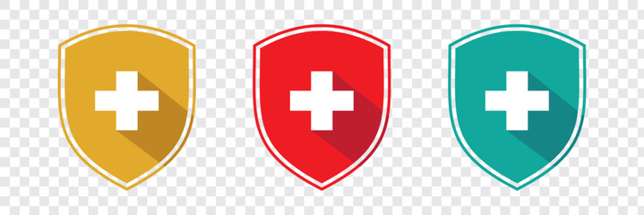 Obraz premium Shield with cross icon set