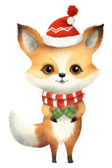 Obraz premium PNG A christmas animal character mammal fox white background.
