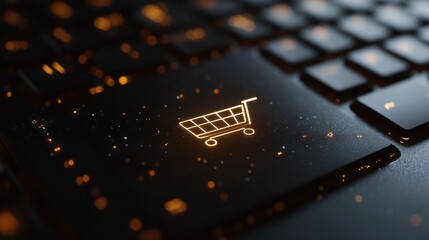Shopping cart symbol on a black keyboard
