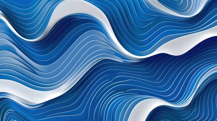 Abstract Blue and White Wavy Lines