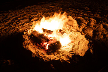 close up of burning wood