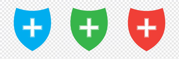 Obraz premium Shield with cross icon set