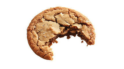 Close up of an half eaten cookie with crumb against on white background,png