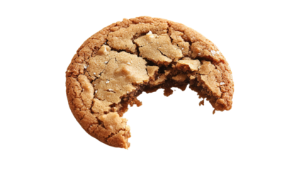 Close up of an half eaten cookie with crumb against on white background,png