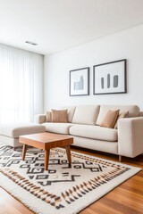 Cozy modern living room with geometric accents