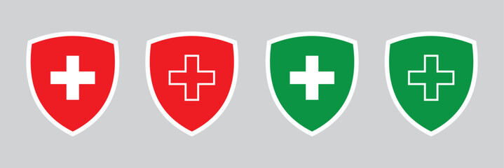 Fototapeta premium shield with white cross isolated on transparent background