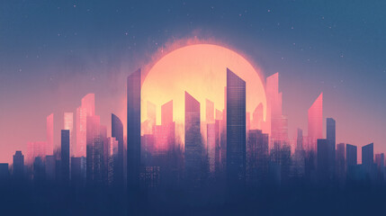 futuristic cityscape with glowing neon lights