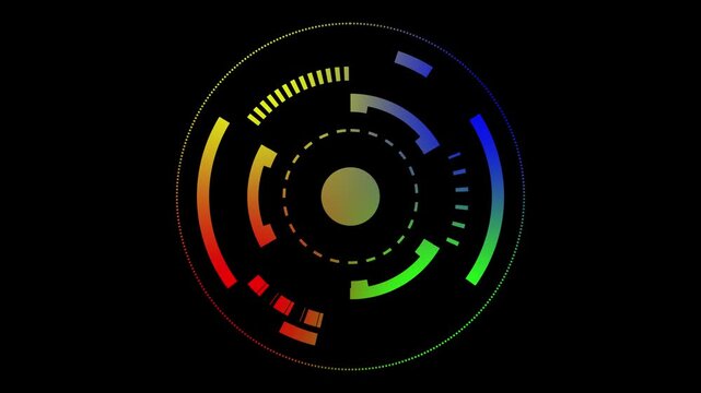 Cyber Neon tunnel. Futuristic interface pattern. Glowing hi technology texture. Abstract motion background. Cyber punk concept on of black dackground