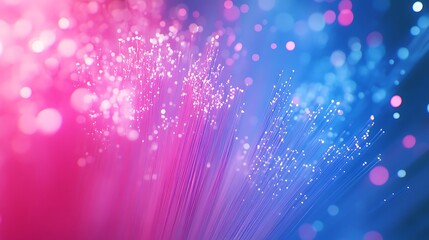 Luminous Optical Fibers in Pink and Blue - Abstract Background with Soft-Focus Light Reflections