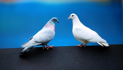 Obraz premium two white doves in the sky