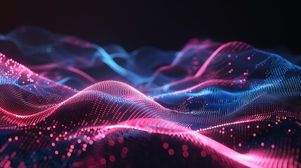 Abstract Digital Landscape with Neon Lights