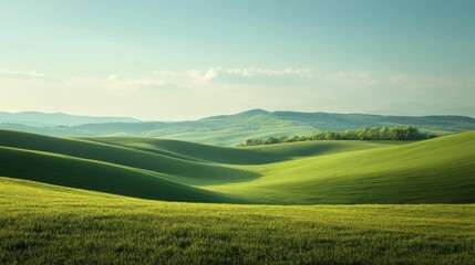 Fototapeta premium Rolling Green Hills under a Blue Sky