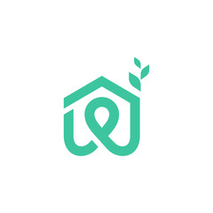 home with plant leaf grow logo,  vector design for green house business