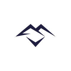 Minimalist M letter meaning mountain logo, V for meaning view, black color read editable, vector design