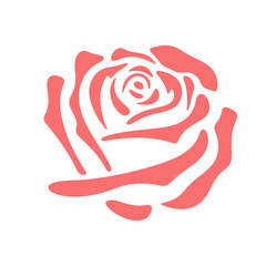 A large red rose with intricate petals and a stylized, abstract design