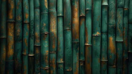 Wall Of Bamboo Trunks. Illustration On The Theme Of Ecology And Environment, Plants And Materials. Generative AI