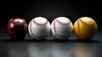 Red, White, and Yellow Baseballs: A Classic Sports Image