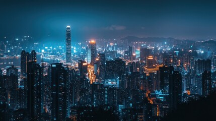 Fototapeta premium Hong Kong Skyline at Night