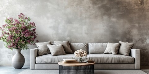 Light grey concrete texture wallpaper, perfect for industrial and modern interior design themes.
