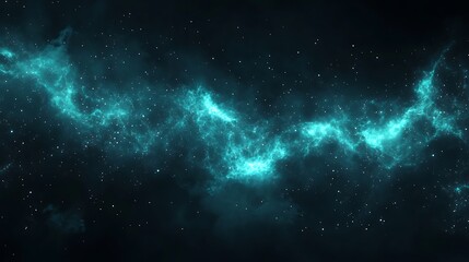 Obraz premium Celestial Turquoise Light Streaks in Nebula - Abstract 3D Render with Emerald Lines and Shimmering Particles Collapsing Quasar in Deep Space
