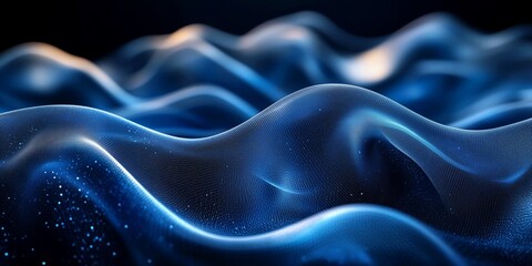 Obraz premium abstract wavy lines and curves on a dark blue background, perfect for dynamic and modern digital art.