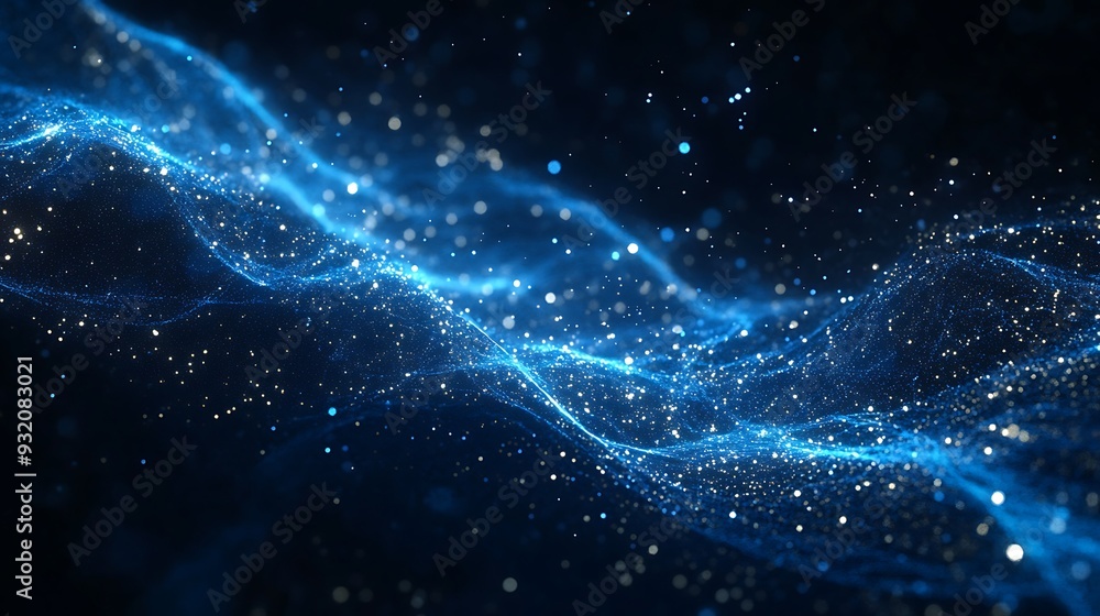 Aufkleber celestial burst of intense blue light - abstract 3d illustration of galactic explosion with sparklin