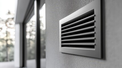close-up of a sleek, modern air vent integrated into a wall, showcasing the clean lines and functional design of contemporary ventilation systems