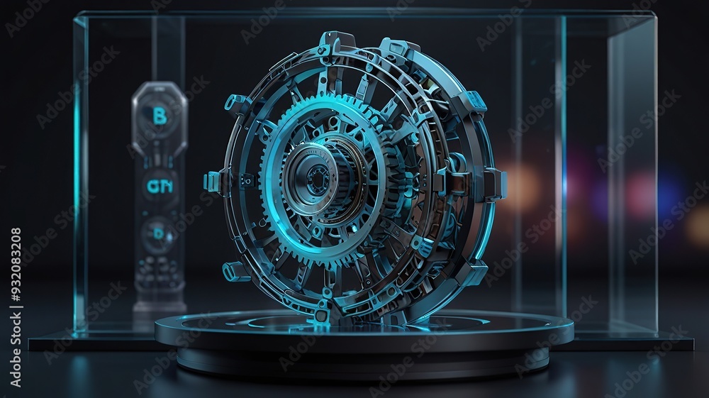 Poster a mechanical background with a variety of interconnected gears pulleys and chains illustrating