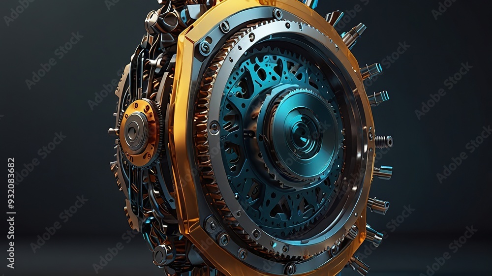 Poster a mechanical background with a variety of interconnected gears pulleys and chains illustrating