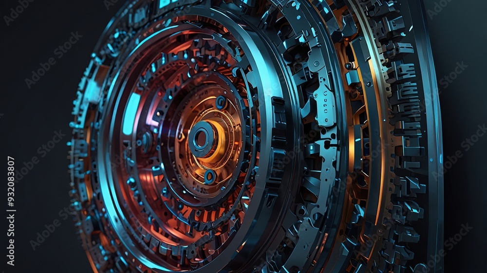 Poster a mechanical background with a variety of interconnected gears pulleys and chains illustrating