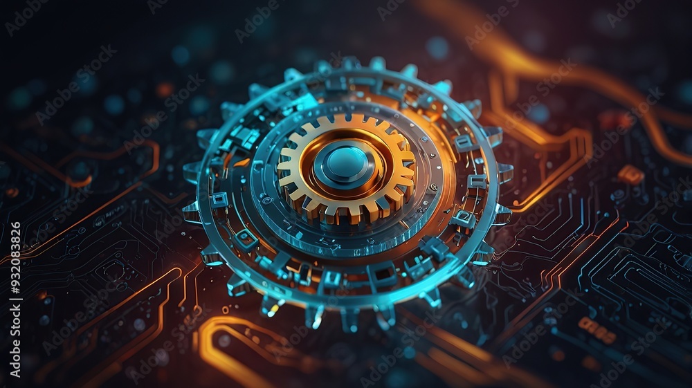 Poster a mechanical background with a variety of interconnected gears pulleys and chains illustrating
