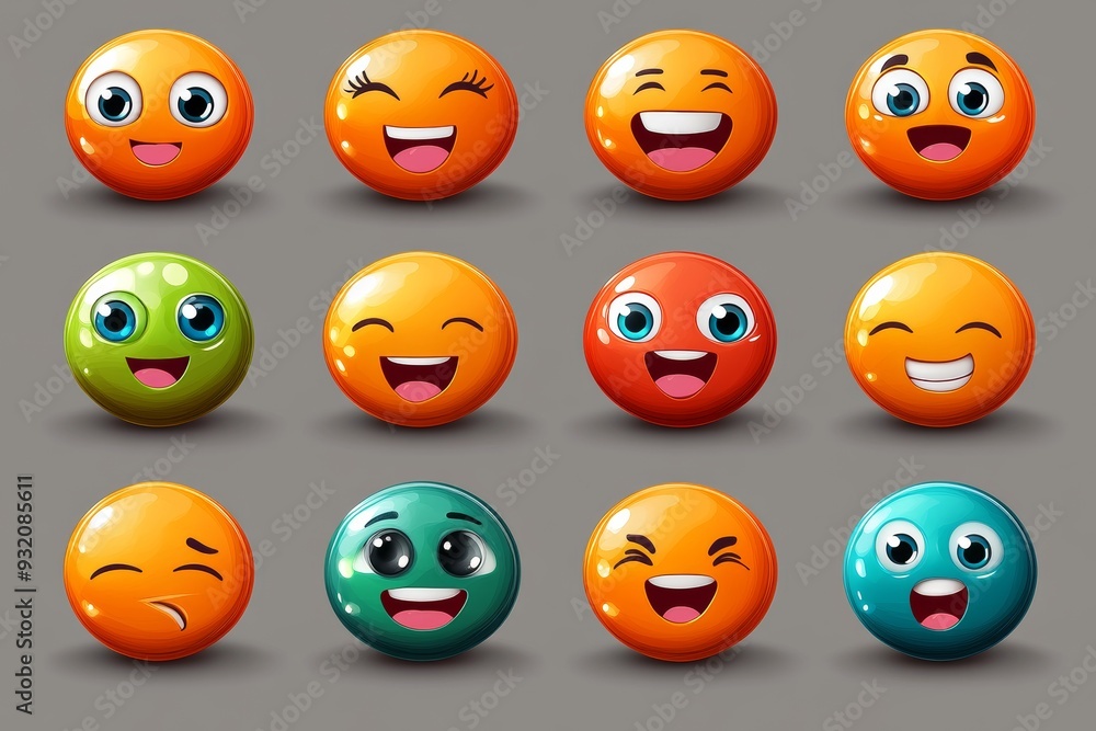 Poster expressive pill faces with different emotions in a fun pattern representing diversity and emotion in