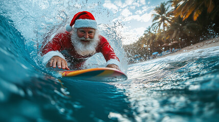 Santa surfing - Summer vacation