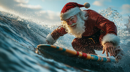 Santa surfing - Summer vacation