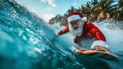 Santa surfing - Summer vacation