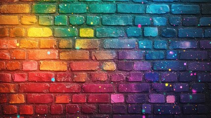 Fototapeta premium colorful brick wall of graffiti with rainbow