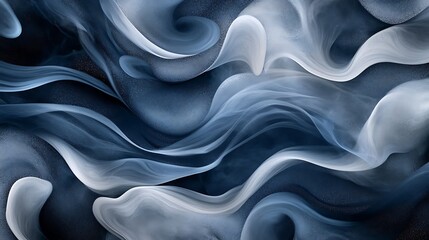 Fototapeta premium Ethereal Smoke Swirl Abstract Watercolor Brush Stroke Shapes on Charcoal Background - Hand-Drawn Vector Illustration for Graphic Design