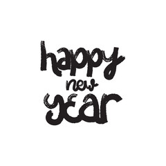 Brush Stroke Happy New Year Hand Lettering Vector Design.